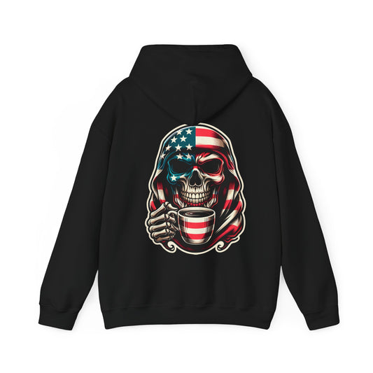 USA American Flag Patriotic Coffee Skull Hoodie